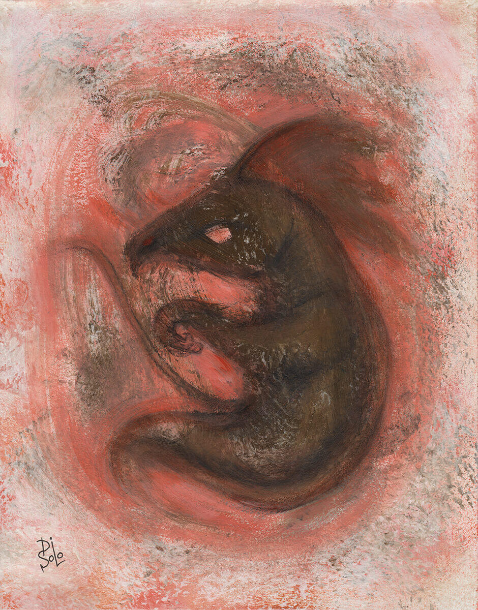 "Basilisk Embryo. Bestiary" (acrylic, mixed media)