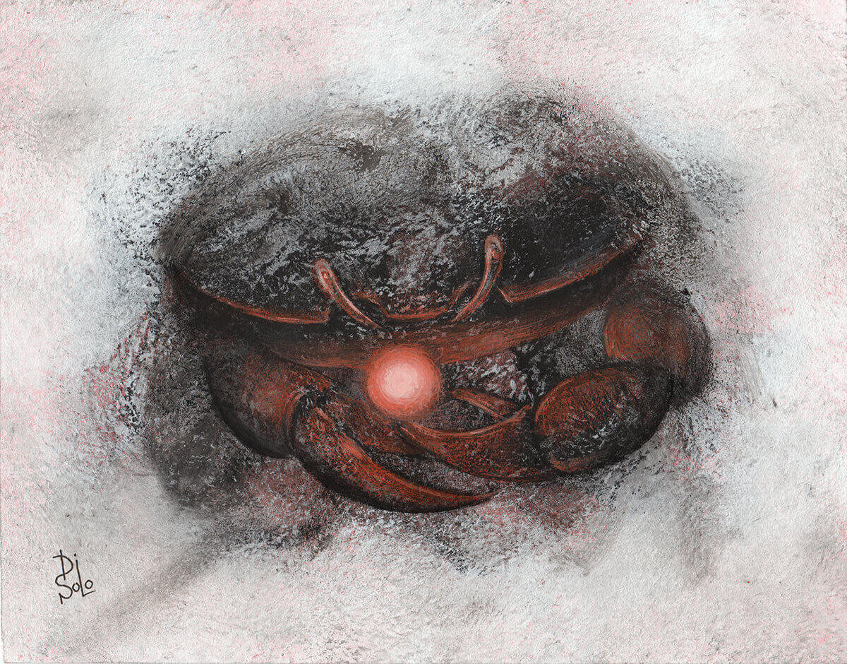 &quot;Crab with a Radiant Pearl&quot; (acrylic, mixed media)